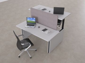 ToHi Workstation Desk - Yükseklik Ayarlı İkili Masa Beyaz - 140x145