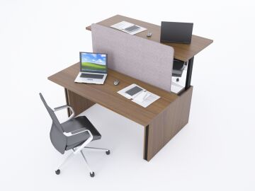 ToHi Workstation Desk - Yükseklik Ayarlı İkili Masa Ceviz - 140x145