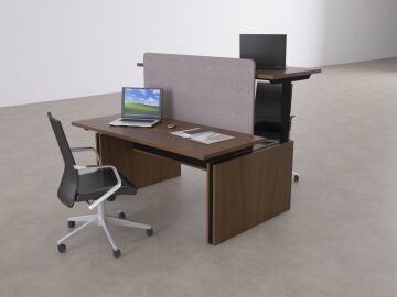 ToHi Workstation Desk - Yükseklik Ayarlı İkili Masa Ceviz - 140x145