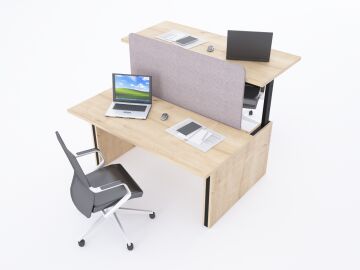 ToHi Workstation Desk - Yükseklik Ayarlı İkili Masa Meşe - 140x145