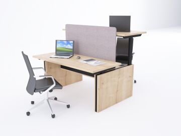 ToHi Workstation Desk - Yükseklik Ayarlı İkili Masa Meşe - 140x145
