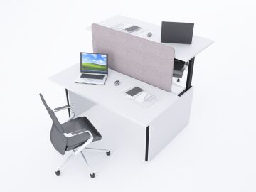 ToHi Workstation Desk - Yükseklik Ayarlı İkili Masa Beyaz - 160x145