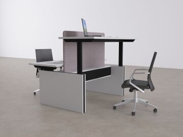 ToHi Workstation Desk - Yükseklik Ayarlı İkili Masa Beyaz - 160x145