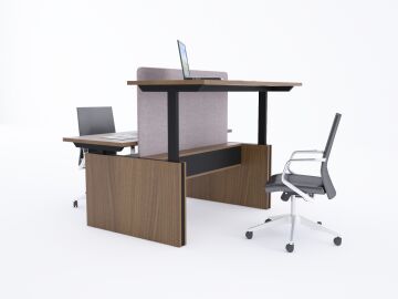 ToHi Workstation Desk - Yükseklik Ayarlı İkili Masa Ceviz - 160x145