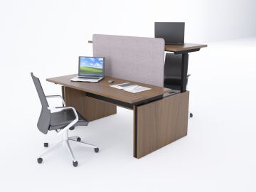 ToHi Workstation Desk - Yükseklik Ayarlı İkili Masa Ceviz - 160x145
