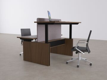 ToHi Workstation Desk - Yükseklik Ayarlı İkili Masa Ceviz - 160x145
