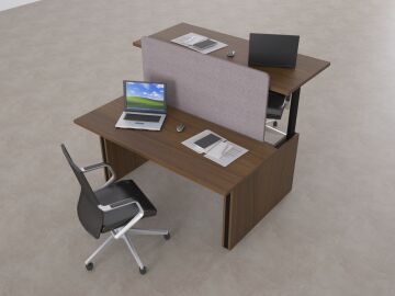 ToHi Workstation Desk - Yükseklik Ayarlı İkili Masa Ceviz - 160x145