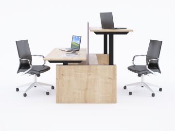 ToHi Workstation Desk - Yükseklik Ayarlı İkili Masa Meşe - 160x145