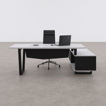 Aleos Alt Etajerli Yönetici Masası 245x160 - Beyaz+Antrasit