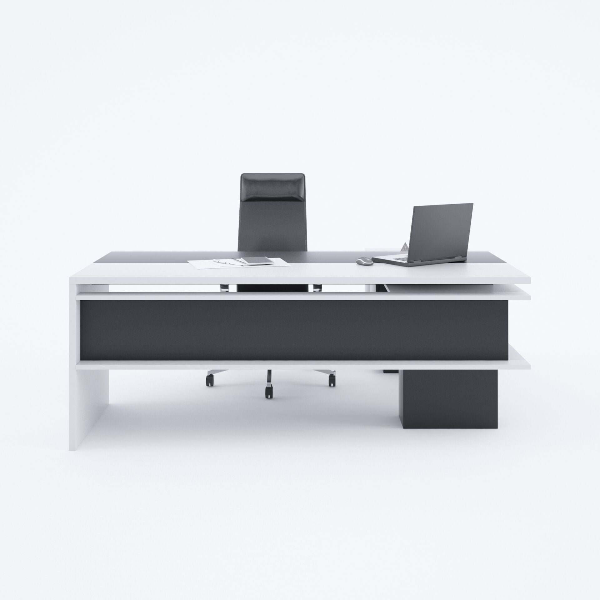 Rectan Alt Etajerli Yönetici Masası 180x160 - Beyaz