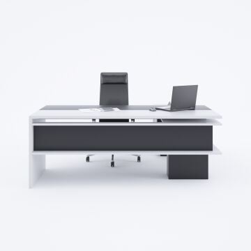 Rectan Alt Etajerli Yönetici Masası 180x160 - Beyaz