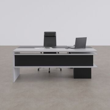 Rectan Alt Etajerli Yönetici Masası 180x160 - Beyaz