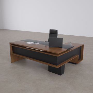 Rectan Alt Etajerli Yönetici Masası 180x160 - Ceviz