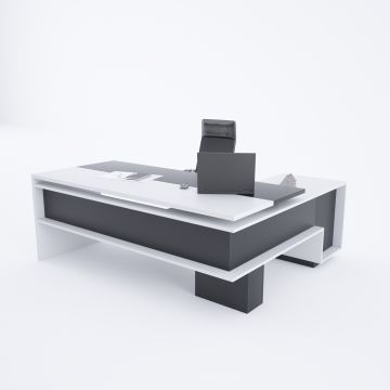 Rectan Alt Etajerli Yönetici Masası 200x160 - Beyaz