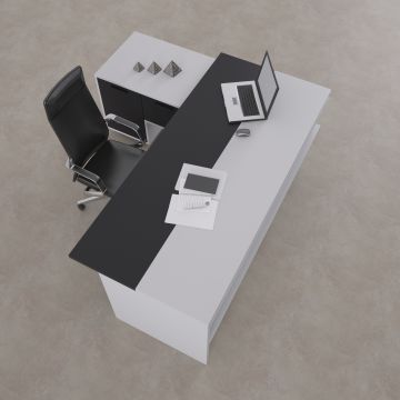 Rectan Alt Etajerli Yönetici Masası 200x160 - Beyaz