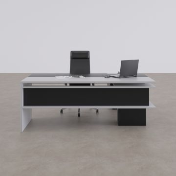 Rectan Alt Etajerli Yönetici Masası 200x160 - Beyaz