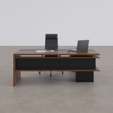 Rectan Alt Etajerli Yönetici Masası 200x160 - Ceviz