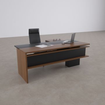 Rectan Alt Etajerli Yönetici Masası 200x160 - Ceviz