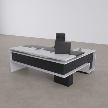 Rectan Alt Etajerli Yönetici Masası 220x160 - Beyaz