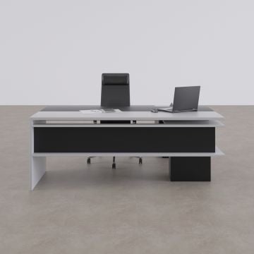 Rectan Alt Etajerli Yönetici Masası 220x160 - Beyaz