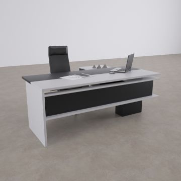 Rectan Alt Etajerli Yönetici Masası 220x160 - Beyaz