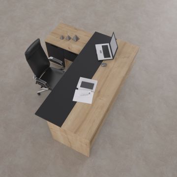 Rectan Alt Etajerli Yönetici Masası 220x160 - Meşe