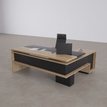 Rectan Alt Etajerli Yönetici Masası 220x160 - Meşe