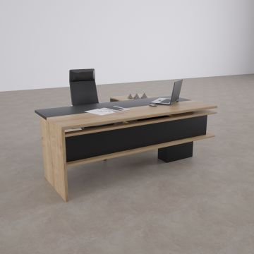 Rectan Alt Etajerli Yönetici Masası 220x160 - Meşe