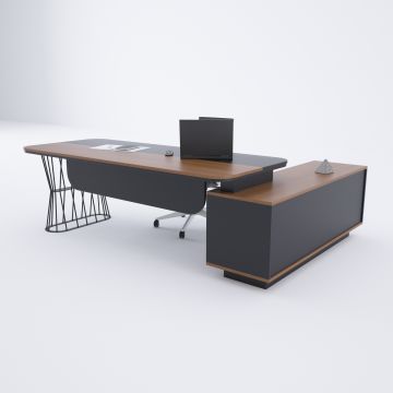 Bolero Alt Etajerli Yönetici Masası 245x175 - Ceviz+Antrasit