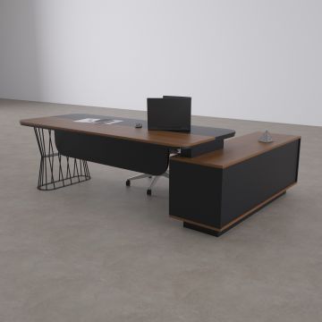 Bolero Alt Etajerli Yönetici Masası 245x175 - Ceviz+Antrasit