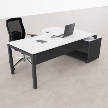 Cube-40 160cm Alt Etajerli Çalışma Masası 185x160 - Beyaz+Antrasit
