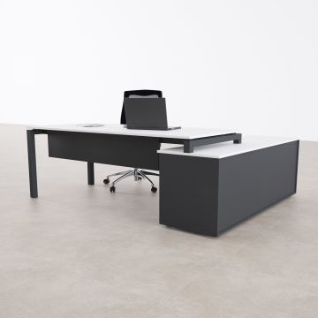 Cube-40 160cm Alt Etajerli Çalışma Masası 185x160 - Beyaz+Antrasit