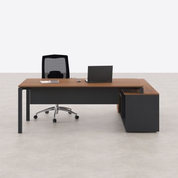 Cube-40 160cm Alt Etajerli Çalışma Masası 185x160 - Ceviz+Antrasit