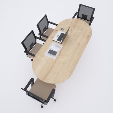 Oval Toplantı Masası Meşe