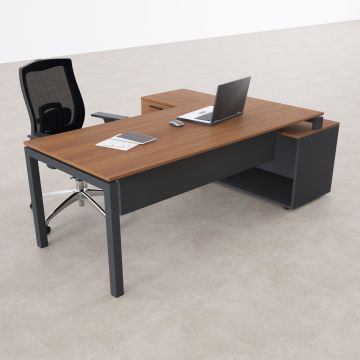 Cube-40 160cm Alt Etajerli Çalışma Masası 205x160 - Ceviz+Antrasit