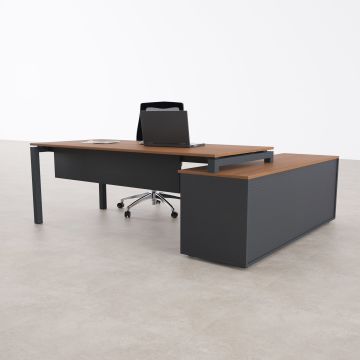 Cube-40 160cm Alt Etajerli Çalışma Masası 205x160 - Ceviz+Antrasit
