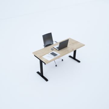 ToHi Desk - Yükseklik Ayarlı Masa 120x80 - Meşe+Siyah