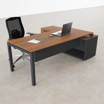 Cube-40 160cm Alt Etajerli Çalışma Masası 225x160 - Ceviz+Antrasit
