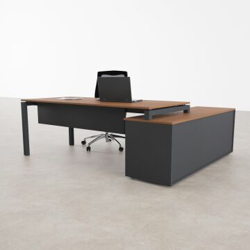 Cube-40 160cm Alt Etajerli Çalışma Masası 225x160 - Ceviz+Antrasit