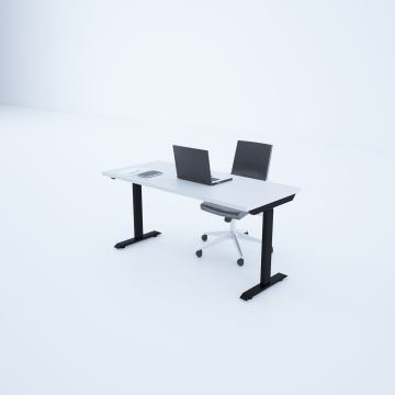 ToHi Desk - Yükseklik Ayarlı Masa 160x80 - Beyaz+Siyah
