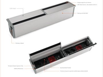Çift Taraflı Masa Üstü Priz Kutusu(Alüminyum)
