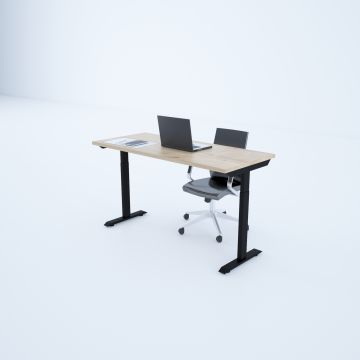 ToHi Desk - Yükseklik Ayarlı Masa 160x80 - Meşe+Siyah