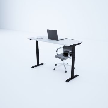 ToHi Desk - Yükseklik Ayarlı Masa 180x80 - Beyaz+Siyah
