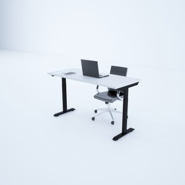 ToHi Desk - Yükseklik Ayarlı Masa 180x80 - Beyaz+Siyah