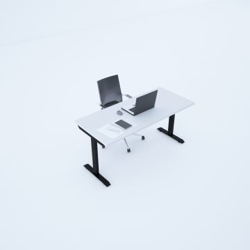 ToHi Desk - Yükseklik Ayarlı Masa 180x80 - Beyaz+Siyah