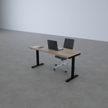 ToHi Desk - Yükseklik Ayarlı Masa 180x80 - Meşe+Siyah