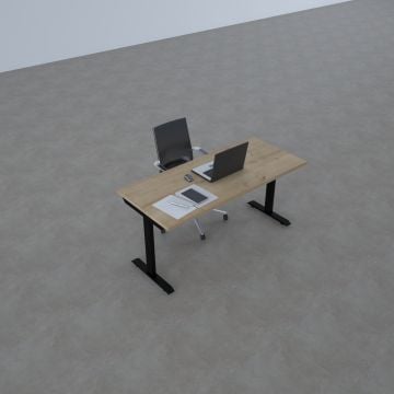 ToHi Desk - Yükseklik Ayarlı Masa 180x80 - Meşe+Siyah