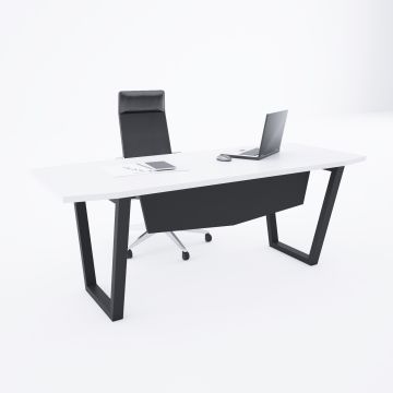 Aleos Tekli Yönetici Masası 220x90 - Beyaz+Antrasit