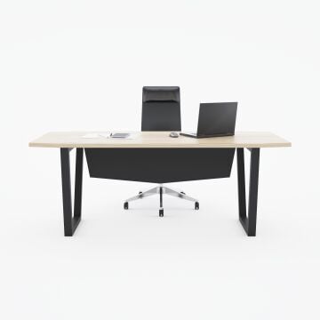 Aleos Tekli Yönetici Masası 220x90 - Meşe+Antrasit