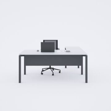 Cube 40 Etajerli Çalışma Masası Beyaz - 140x80